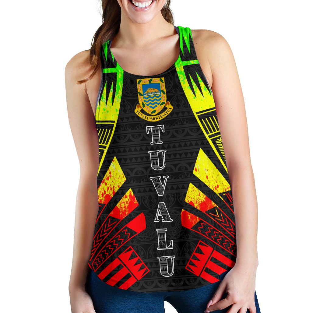 Tuvalu Women Racerback Tank - Polynesian Tattoo Reggae Art - Polynesian Pride