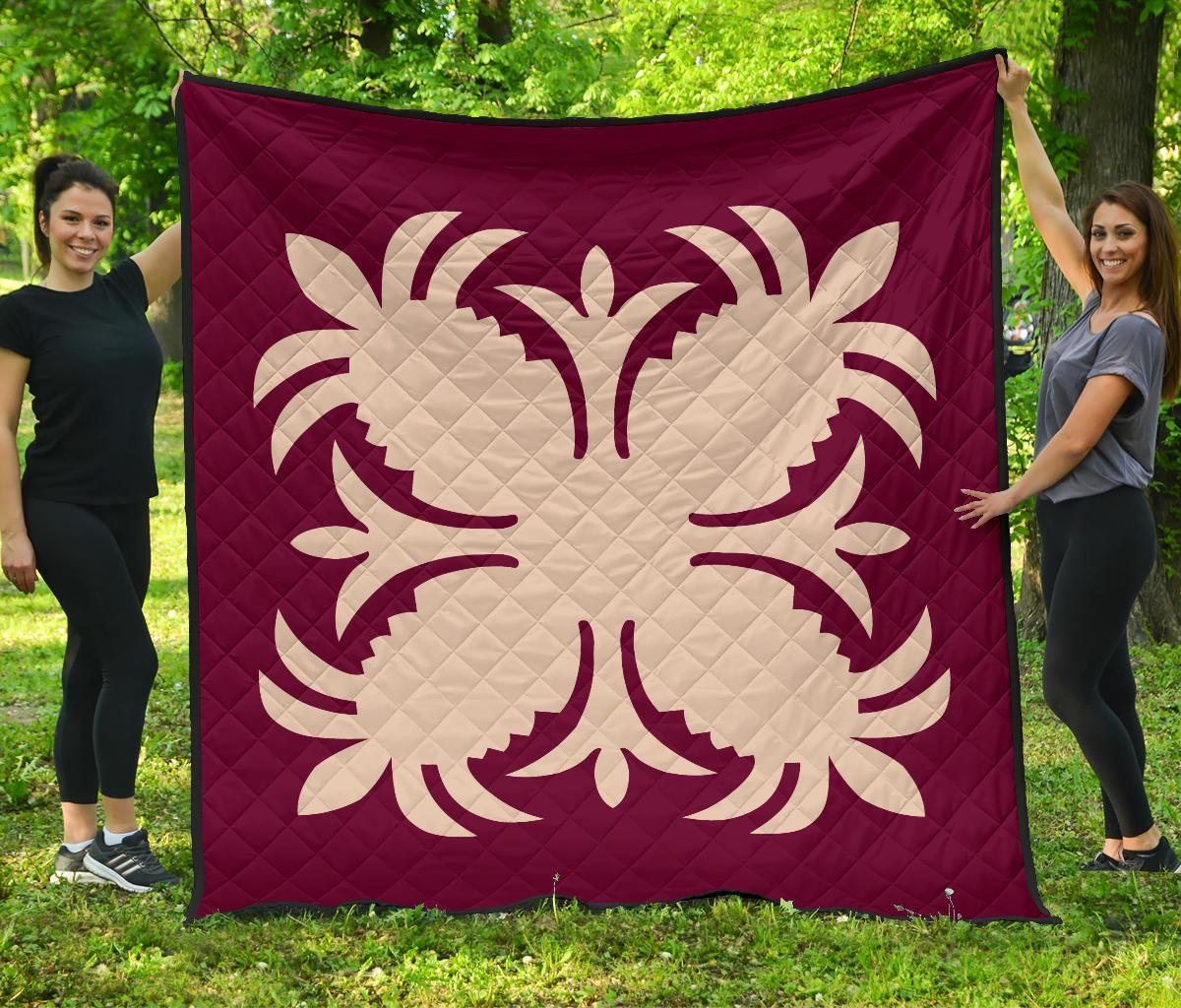 Hawaiian Premium Quilt Royal Pattern - Pink - A2 Style Pink - Polynesian Pride