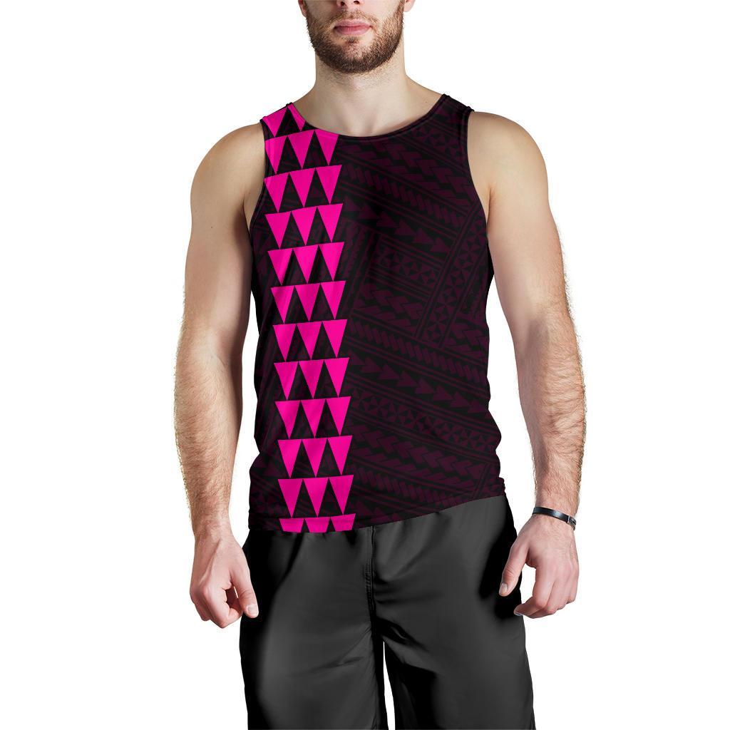 Hawaii Kakau Polynesian Hammerhead Shark Map Men's Tank Top - Pink - Polynesian Pride