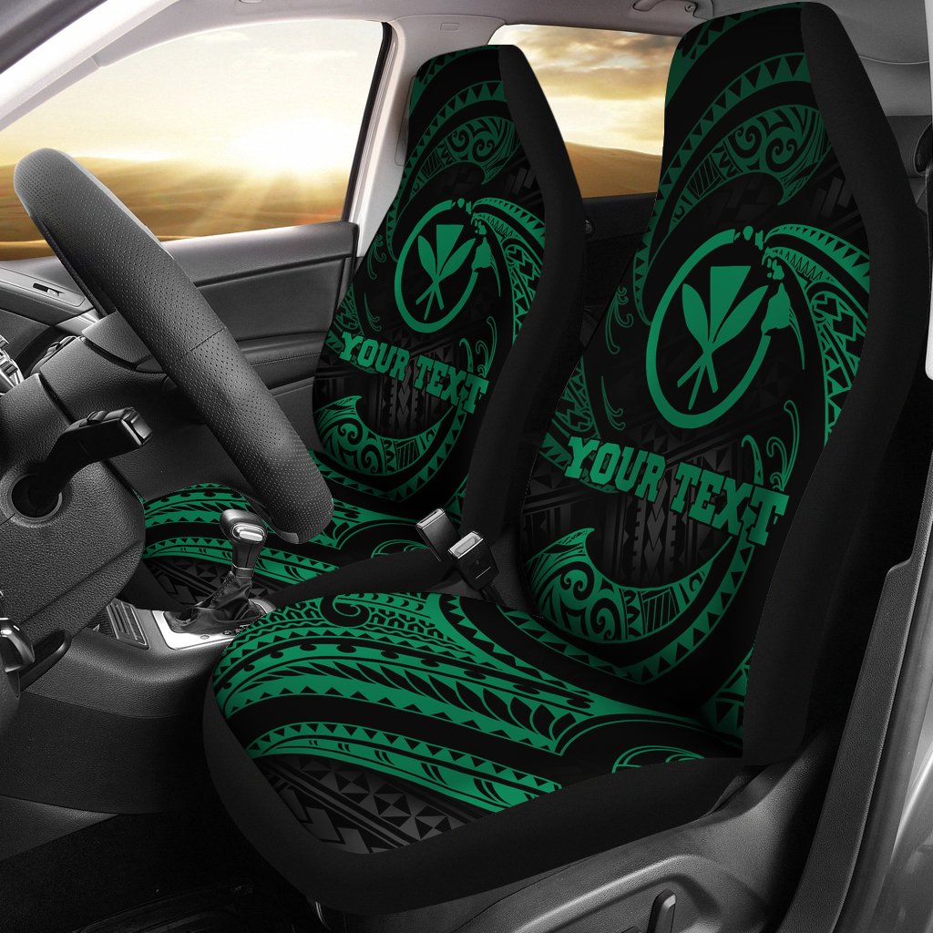 Hawaii Polynesian Custom Personalised Car Seat Covers - Green Tribal Wave Universal Fit Green - Polynesian Pride