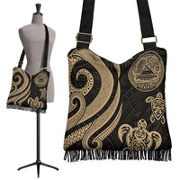 American Samoa Boho Handbag - Gold Tentacle Turtle Boho Handbag One Size Gold - Polynesian Pride
