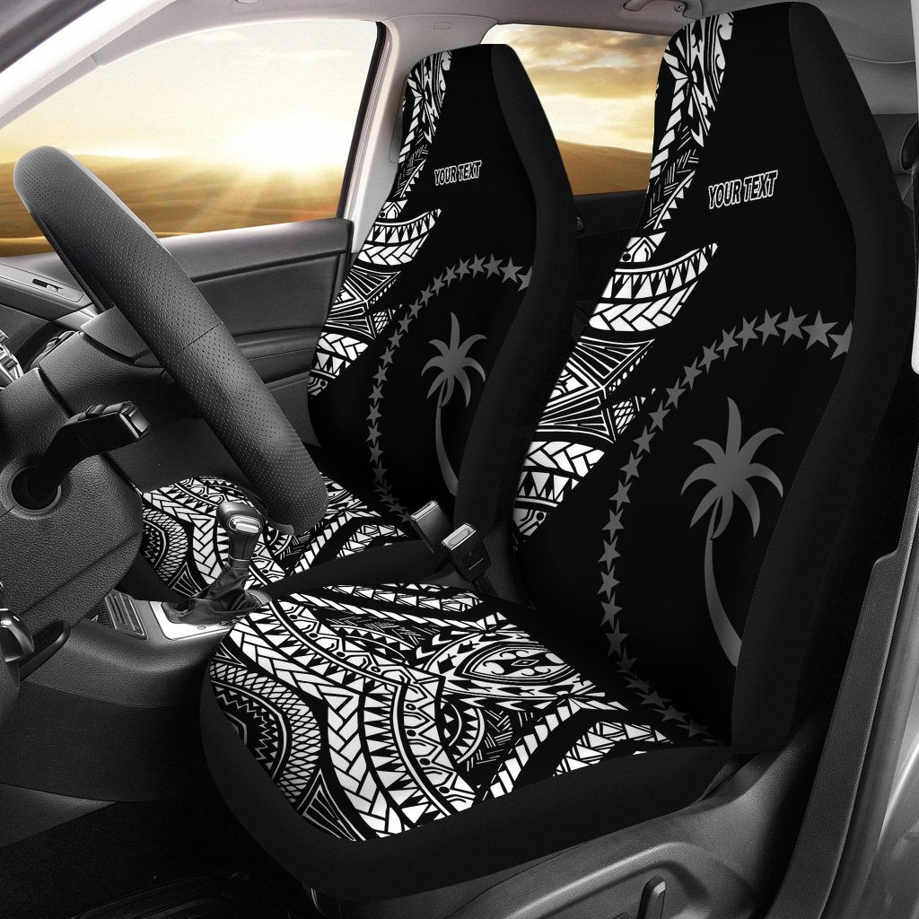 Chuuk Personalised Custom Car Seat Covers - Micronesian Pattern Flash Black Universal Fit Black - Polynesian Pride