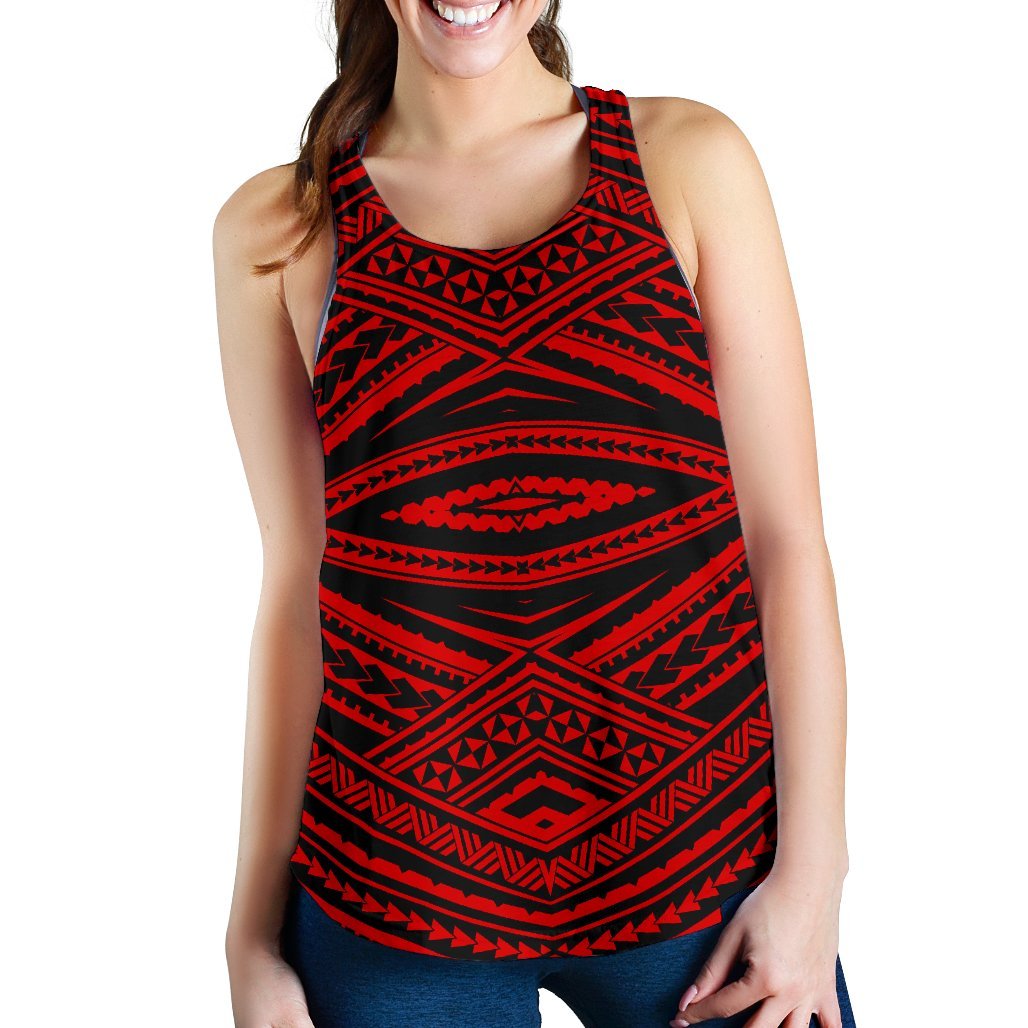 Polynesian Tatau Red Women's Racerback Tank Top Red - Polynesian Pride