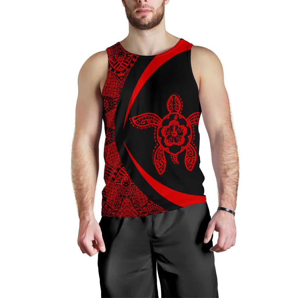 Hawaii Turtle Polynesian Men's Tank Top - Circle Style - Red AH - Polynesian Pride