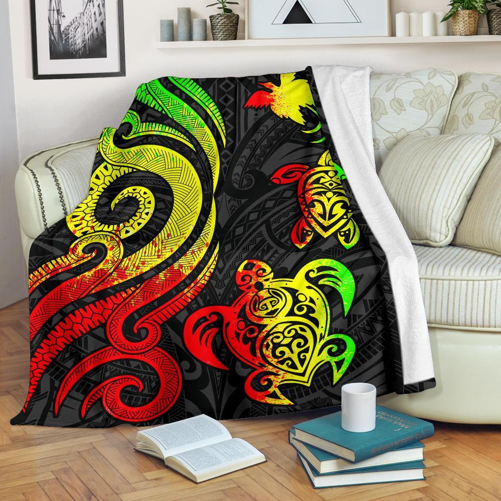 Papua New Guinea Premium Blanket - Reggae Tentacle Turtle White - Polynesian Pride