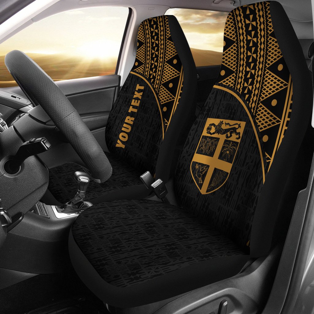 Fiji Tapa Custom Personalised Car Seat Covers - Fiji FLag Polynesian Gold Curve Universal Fit Gold - Polynesian Pride