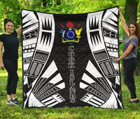 Cook Islands Premium Quilt - Cook Islands Polynesian White Tattoo (Black) Black - Polynesian Pride