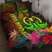 Vanuatu Polynesian Personalised Quilt Bed Set - Hibiscus and Banana Leaves Art - Polynesian Pride