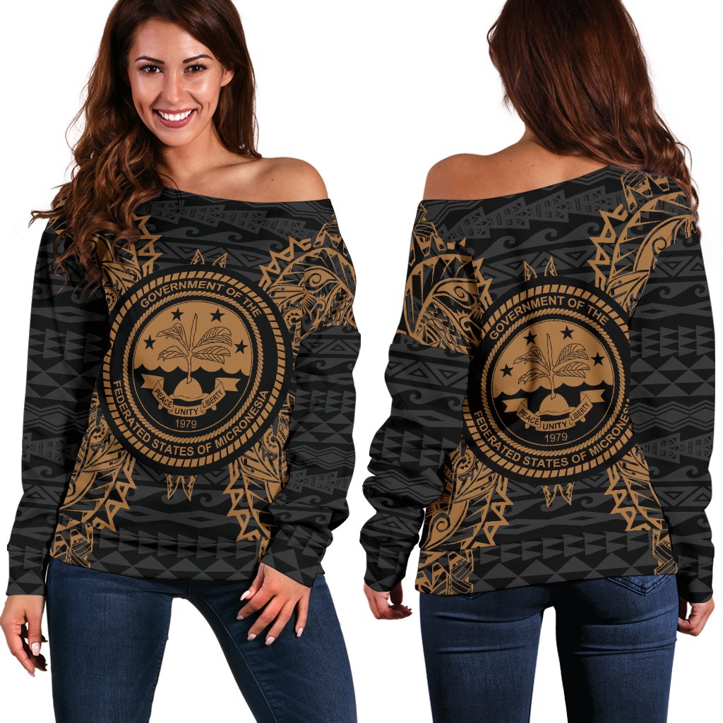 Federated States Of Micronesia Polynesian Shoulder Sweater Map Gold Gold - Polynesian Pride