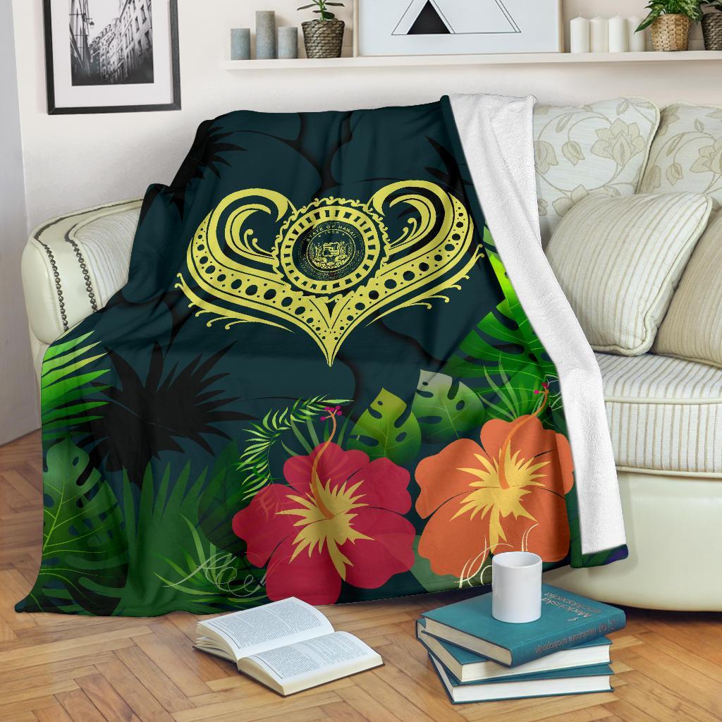 Polynesian Hawaii Premium Blanket - Heart with - Polynesian Pride