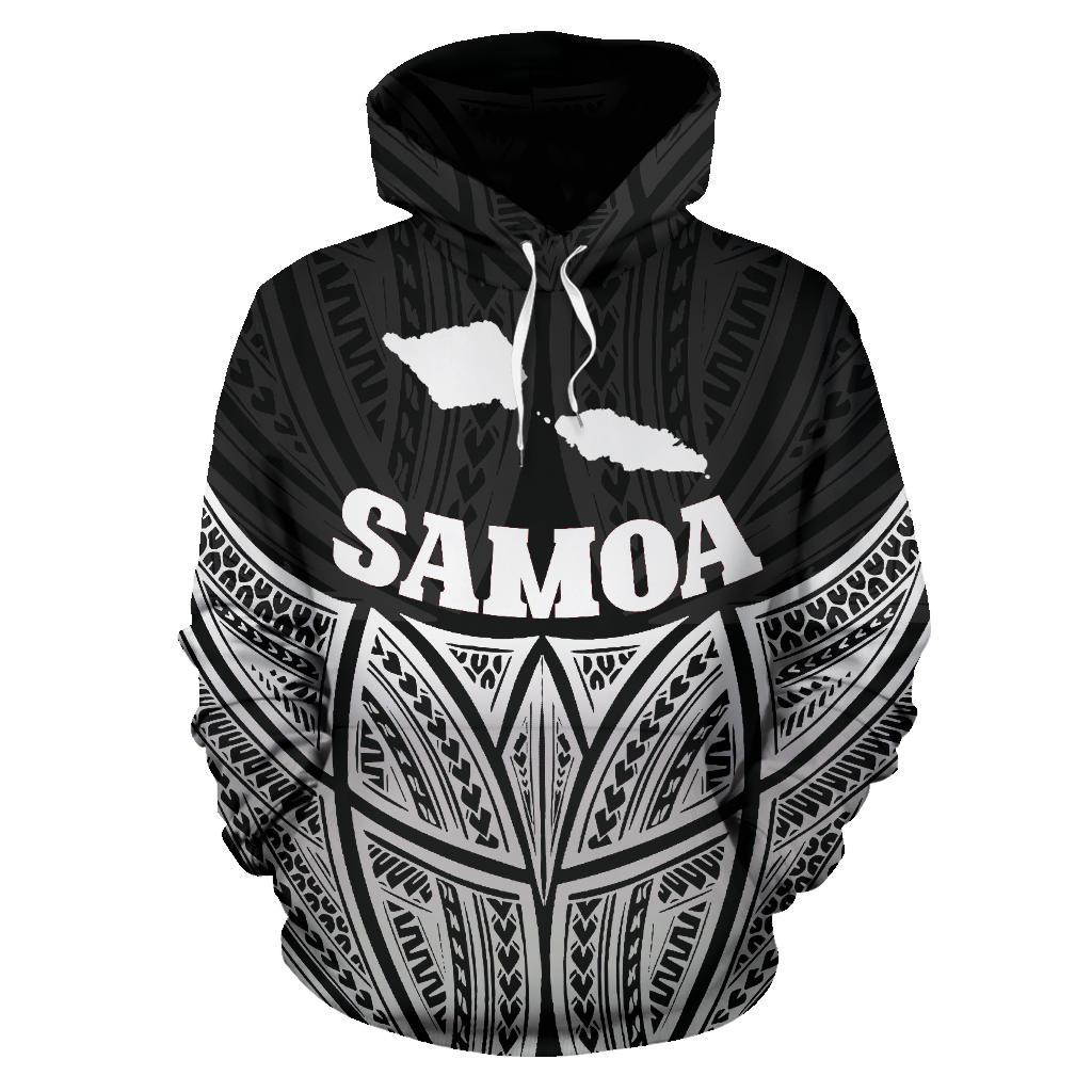 Samoa Polynesian Hoodie Black Pride Map nd Seal - Polynesian Pride