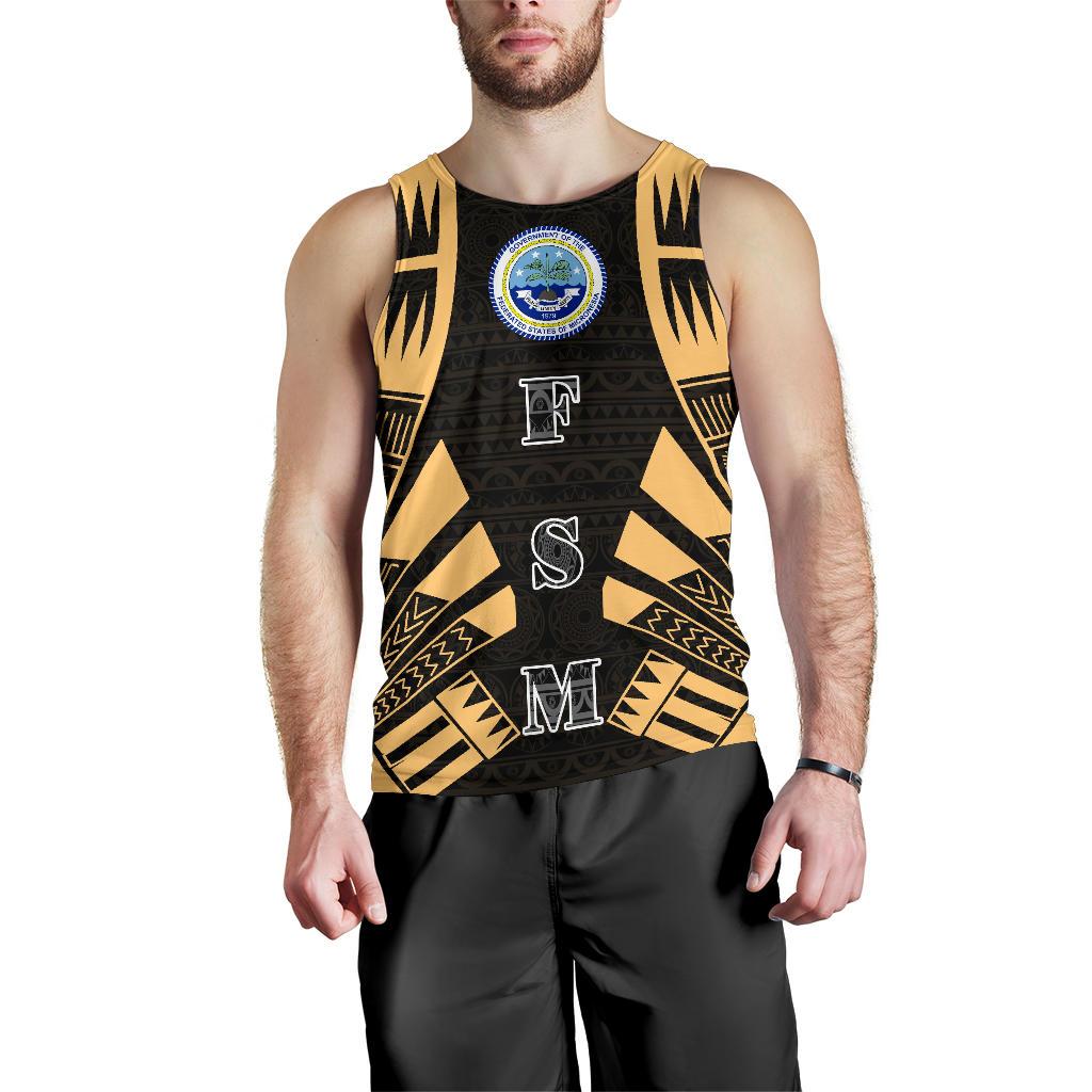 Federated States Of Micronesia Men Tank Top - Polynesian Tattoo Gold Gold - Polynesian Pride