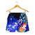 Chuuk Women's Shorts - Humpback Whale with Tropical Flowers (Blue) - Polynesian Pride