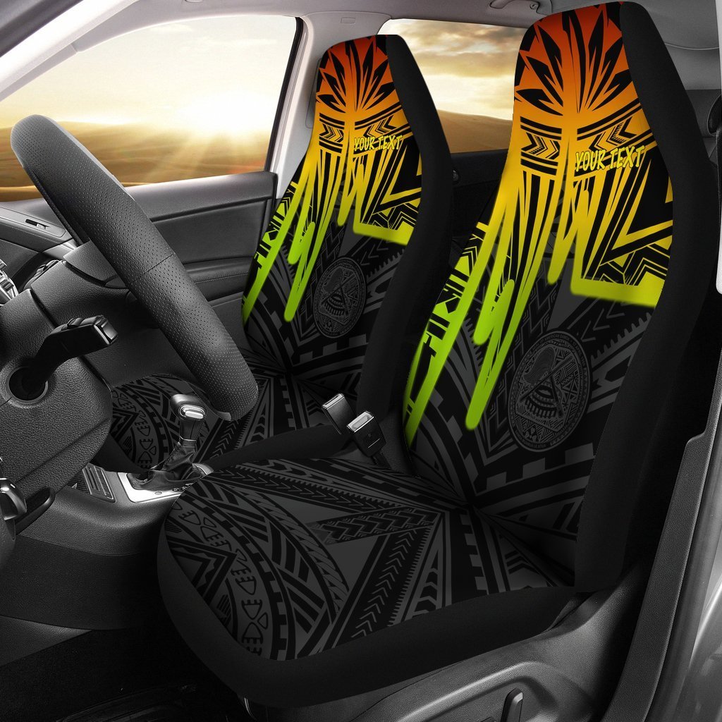 American Samoa Personalised Car Seat Covers - Seal With Polynesian Pattern Heartbeat Style (Reggae) Universal Fit Reggae - Polynesian Pride