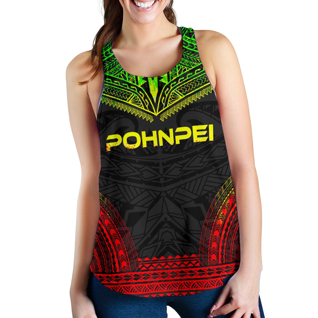 Pohnpei Women's Racerback Tank - Polynesian Chief Reggae Version Art - Polynesian Pride