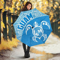 Guam Umbrella Turtle Coat of Arms Polynesian Pattern White Blue - Polynesian Pride