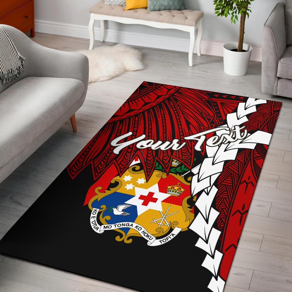 Tonga Polynesian Custom Personalised Are Rug - Tribal Wave Tattoo Flag Color Red - Polynesian Pride