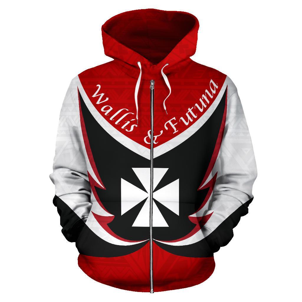 Wallis and Futuna Zip up Hoodie Wallis and Futuna Coat of Arms Flying - Polynesian Pride
