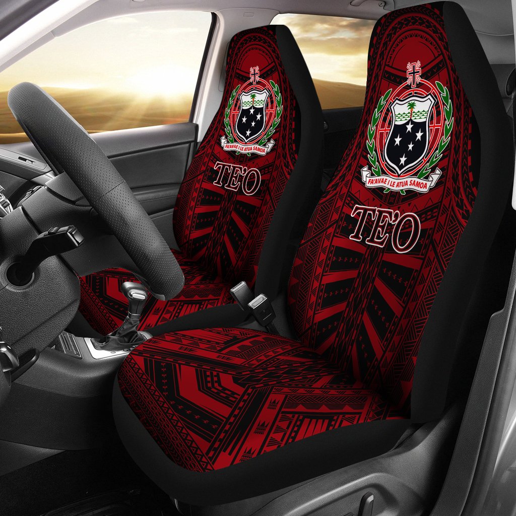 TE'O Samoa Polynesian Gardient Car Seat Covers Universal Fit Black - Polynesian Pride