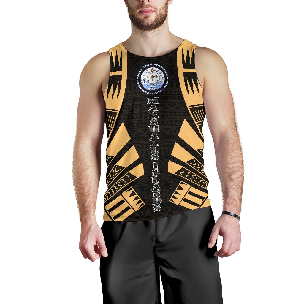 Marshall Islands Men Tank Top - Polynesian Tattoo Gold Gold - Polynesian Pride