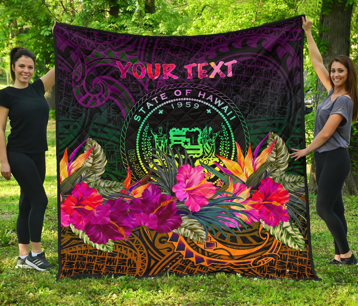 Polynesian Hawaii Personalised Premium Quilt - Summer Hibiscus - Polynesian Pride