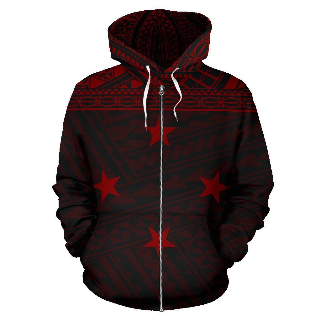Federated States of Micronesia All Over Zip up Hoodie Chuuk Red Style - Polynesian Pride