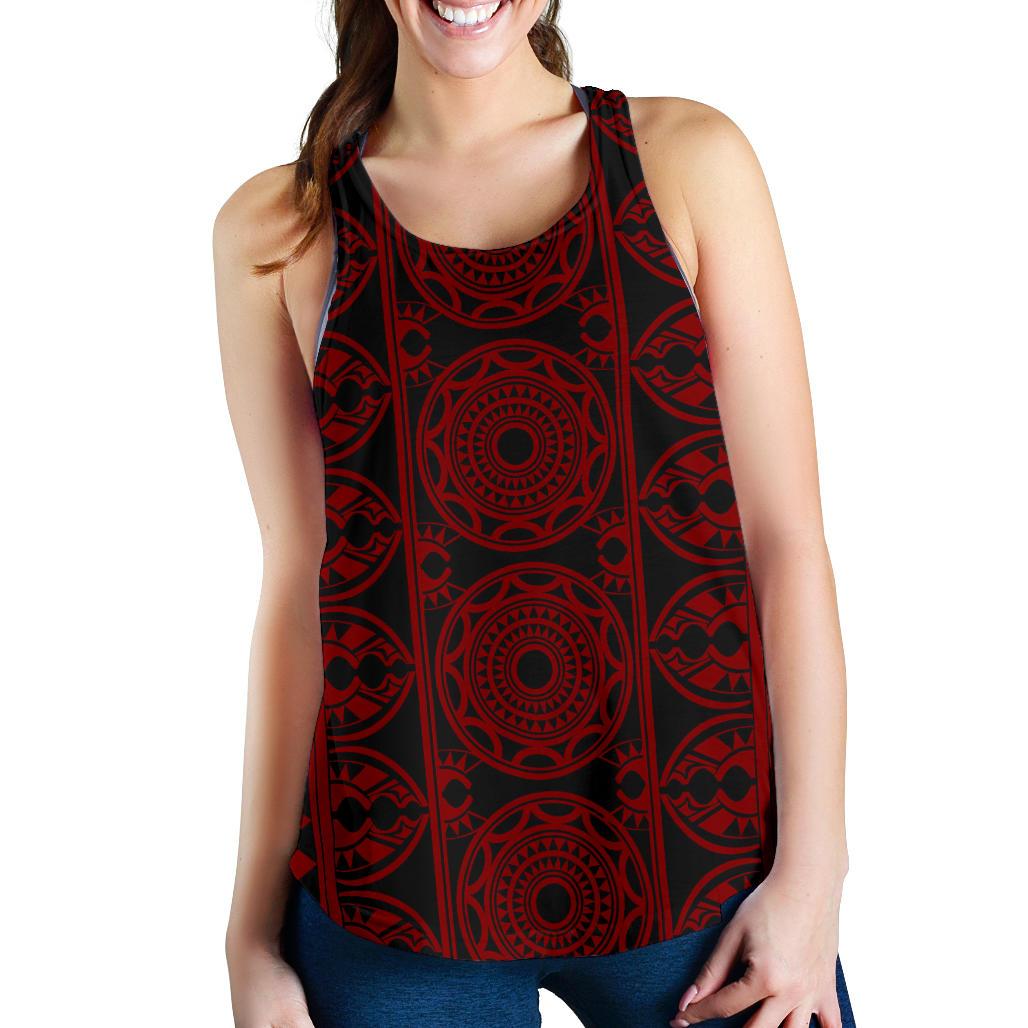 Polynesian Women Racerback Tank Top 32 Black-Red - Polynesian Pride