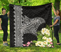 Hawaii Premium Quilt - Mantaray With Hibiscus Flowers - Polynesian Pride