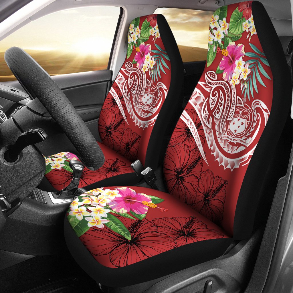 Polynesian Samoa Car Seat Covers - Summer Plumeria (Red) Universal Fit Red - Polynesian Pride