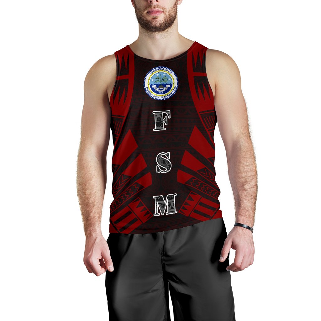 Federated States Of Micronesia Men Tank Top - Polynesian Tattoo Red Red - Polynesian Pride