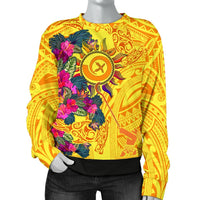 Polynesian Women's sweaters - Vanuatu Symbols With Hibiscus Unisex Yellow - Polynesian Pride