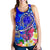 Hawaii Women's Racerback Tank - Turtle Plumeria Polynesian Tattoo Blue Color - Polynesian Pride