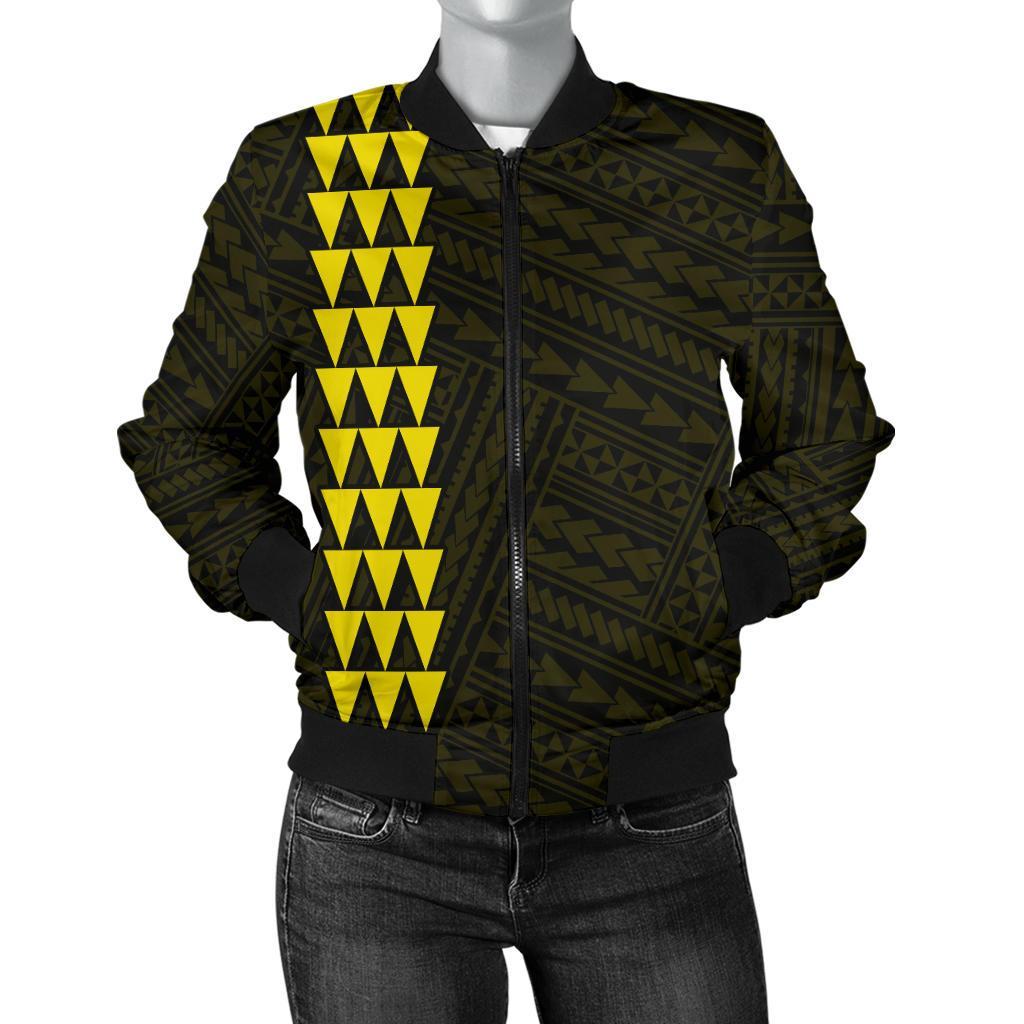 Hawaii Kakau Polynesian Anchor Women's Bomber Jacket - Yellow Yellow - Polynesian Pride