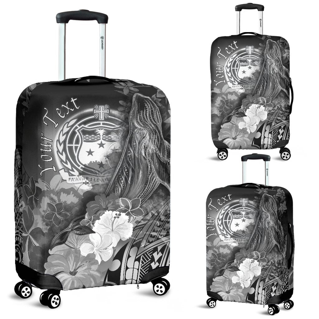 Custom Personalised Samoa Luggage Covers- Humpback Whale with Tropical Flowers (White) - Polynesian Pride