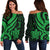 Palau Women's Off Shoulder Sweater - Green Tentacle Turtle Green - Polynesian Pride