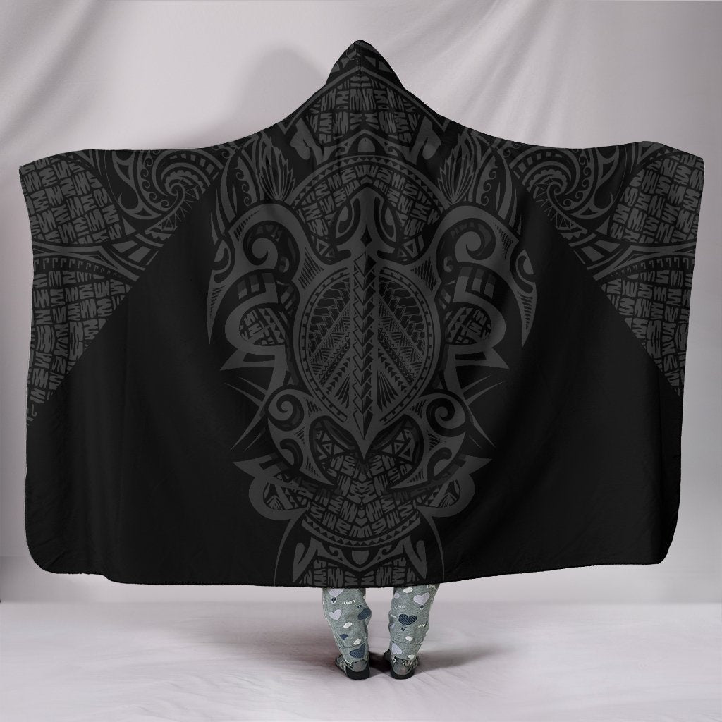 Hawaii Turtle Polynesian Hooded Blanket - Gray - Armor Style Hooded Blanket Gray - Polynesian Pride