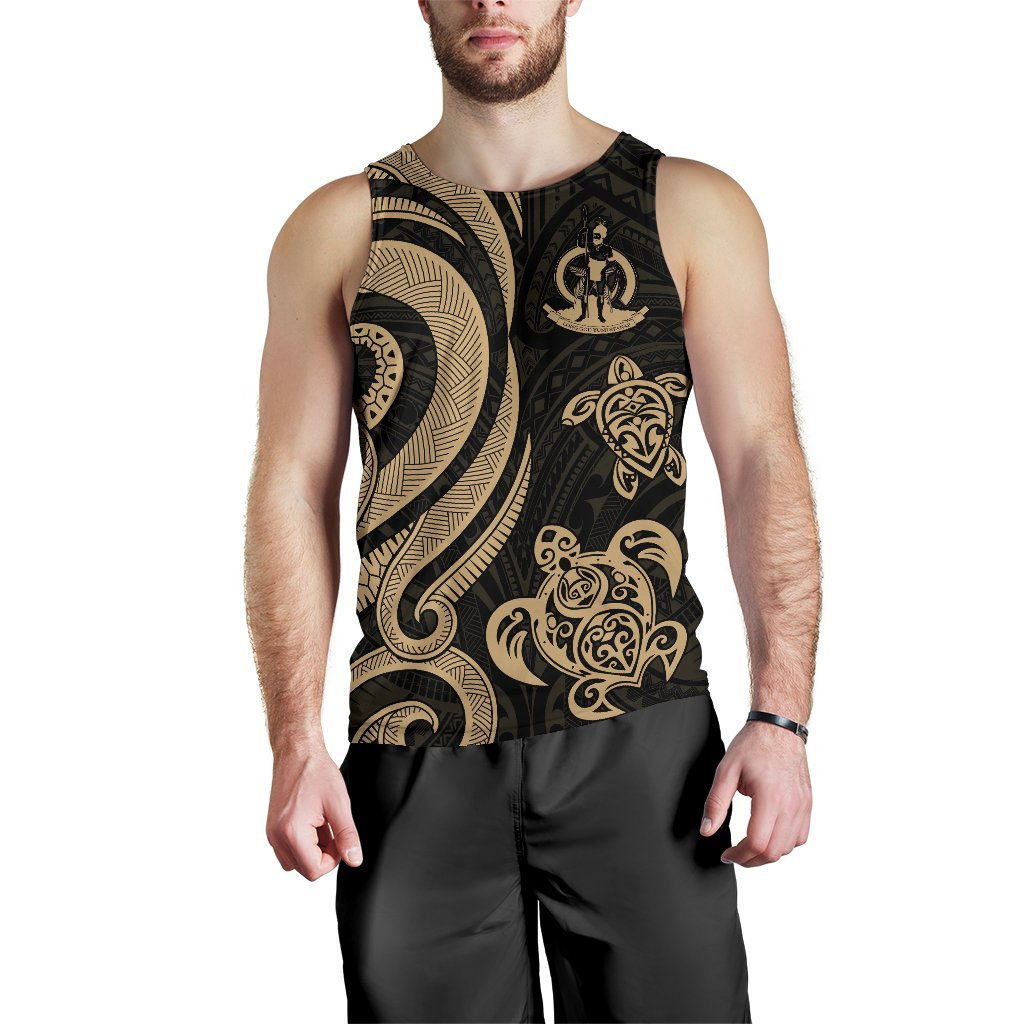 Vanuatu Men's Tank Top - Gold Tentacle Turtle - Polynesian Pride
