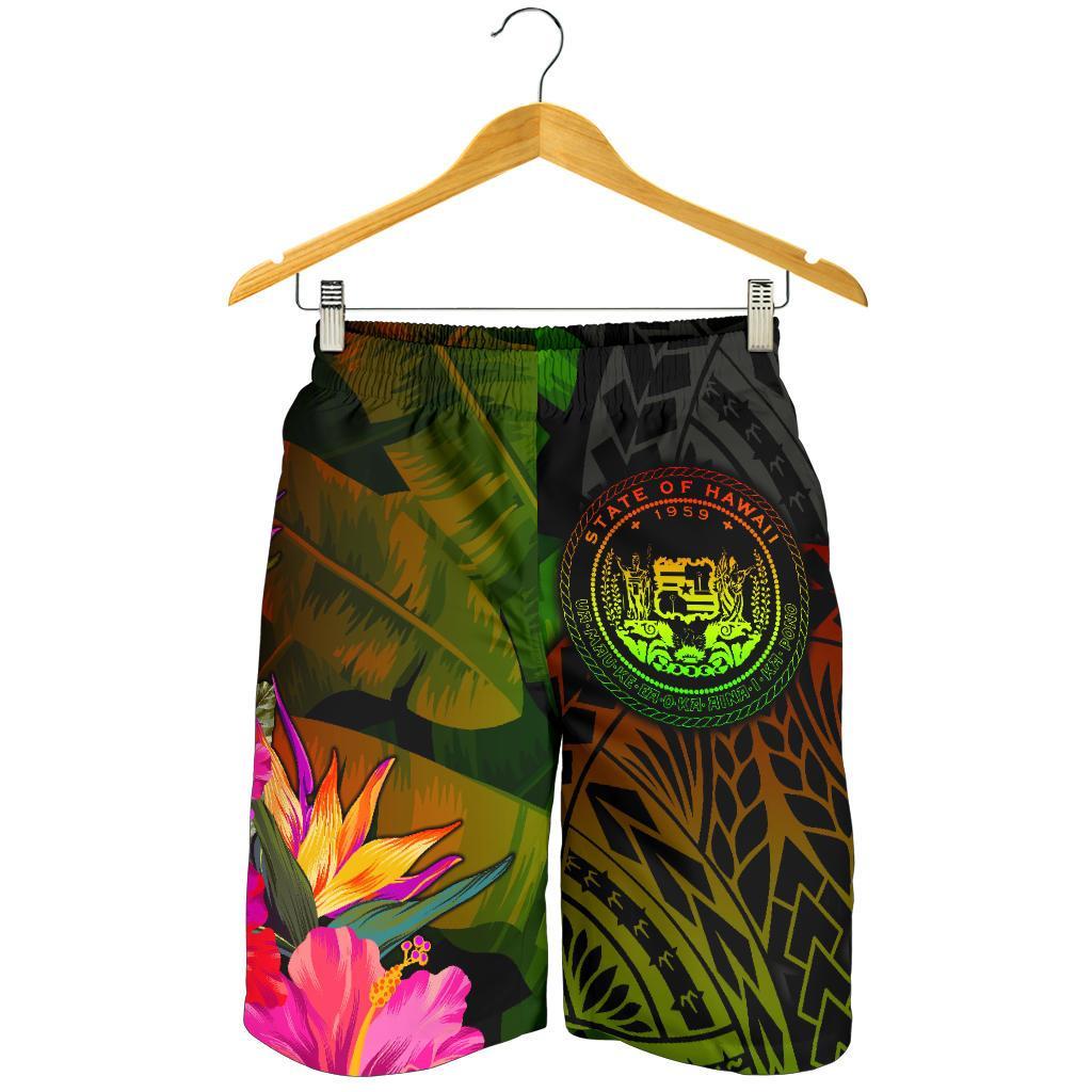 Polynesian Hawaii Polynesian Men's Shorts - Hibiscus and Banana Leaves - Polynesian Pride