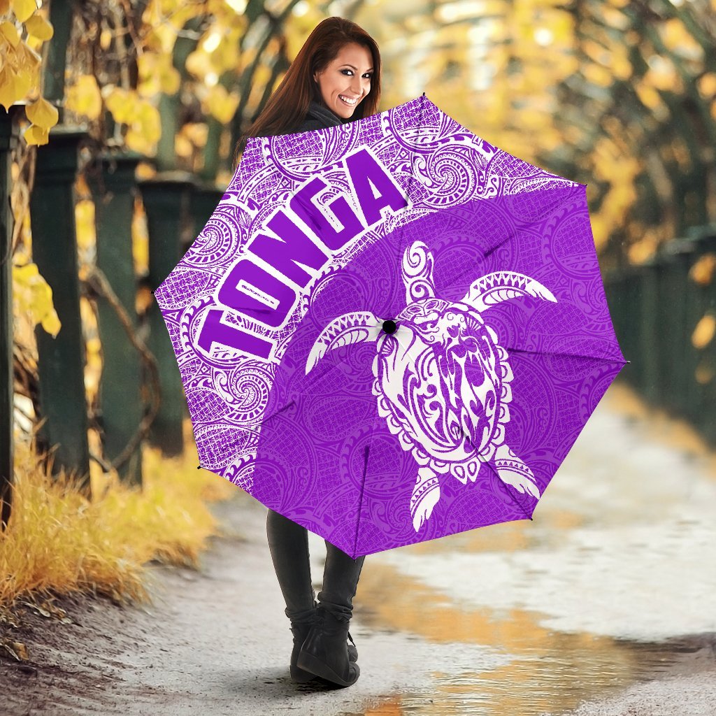 Tonga Umbrella Turtle Mermaid Polynesian Pattern White Violet - Polynesian Pride