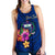 Samoa Polynesian Custom Personalised Women's Racerback Tank - Floral With Seal Blue - Polynesian Pride