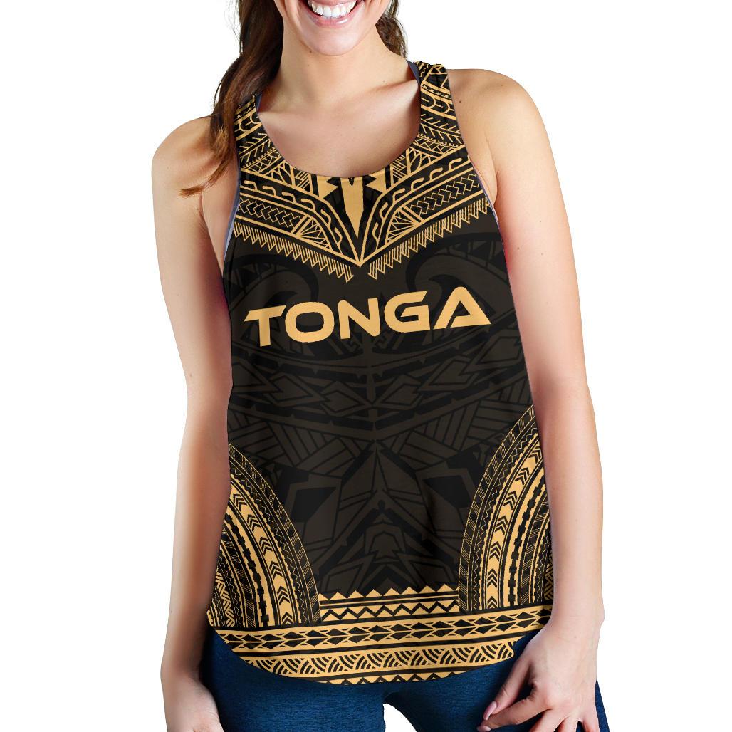 Tonga Women's Racerback Tank - Polynesian Chief Gold Version Gold - Polynesian Pride