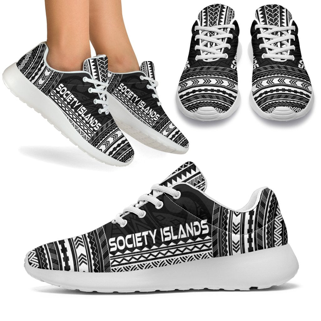 Society Islands Sporty Sneakers - Polynesian Chief Black Version White - Polynesian Pride