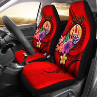 Tahiti Polynesian Car Seat Covers - Floral With Seal Red Universal Fit Red - Polynesian Pride