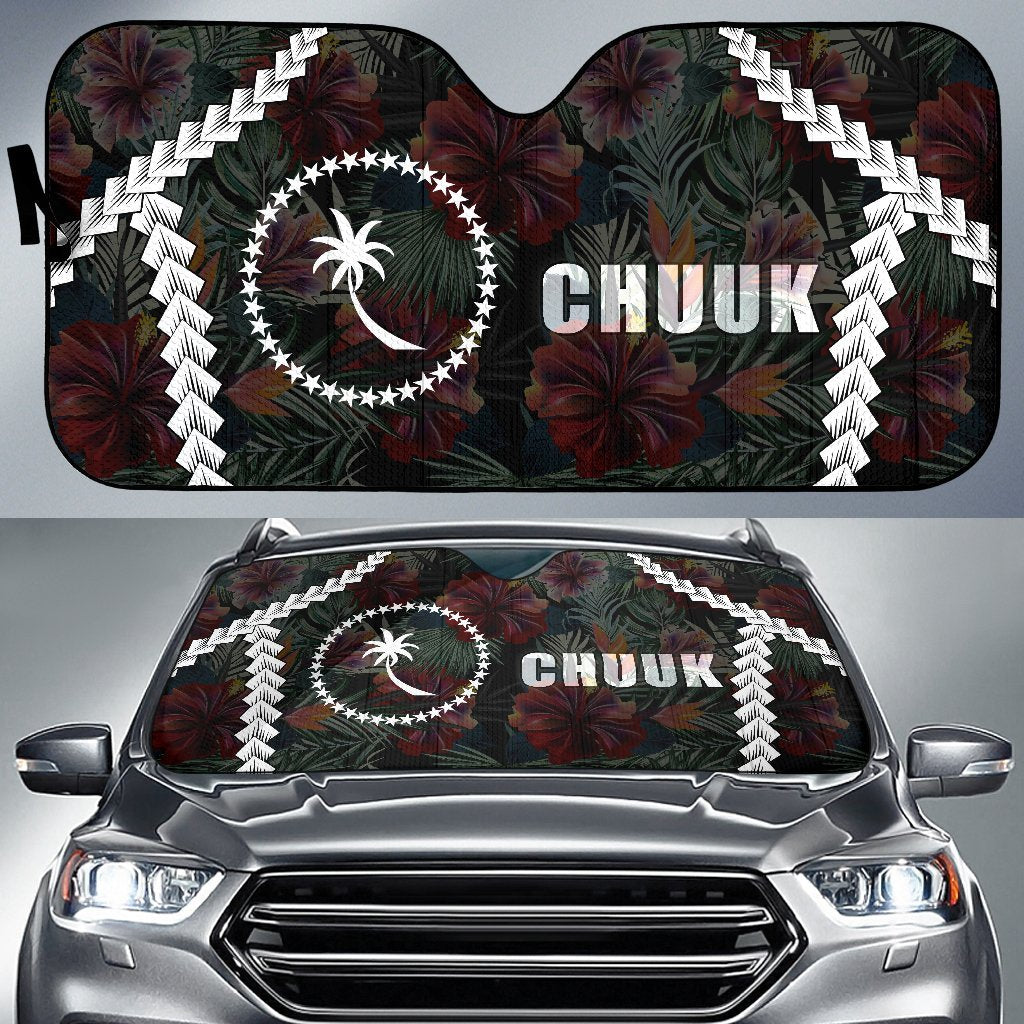 Chuuk Auto Sun Shades - Chain Polynesian Auto Sun Shade Universal Fit BLACK - Polynesian Pride