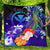 Polynesian Hawaii Custom Personalised Premium Quilt - Kanaka Maoli Humpback Whale with Tropical Flowers (Blue) Blue - Polynesian Pride
