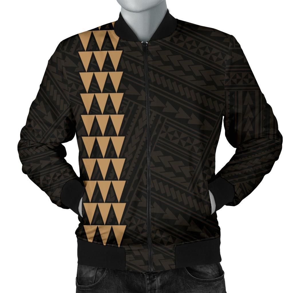 Hawaii Kakau Polynesian Anchor Personalized Men's Bomber Jacket - Gold Gold - Polynesian Pride