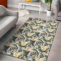 Tropical Jungle Parrots And Flamingos Rug Black - Polynesian Pride