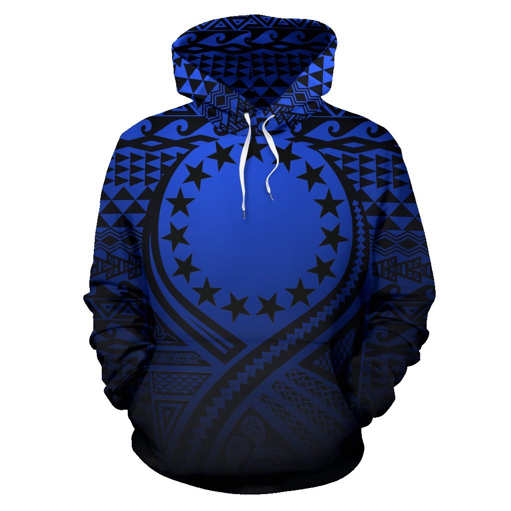 Cook Islands All Over Hoodie Lift up Blue - Polynesian Pride