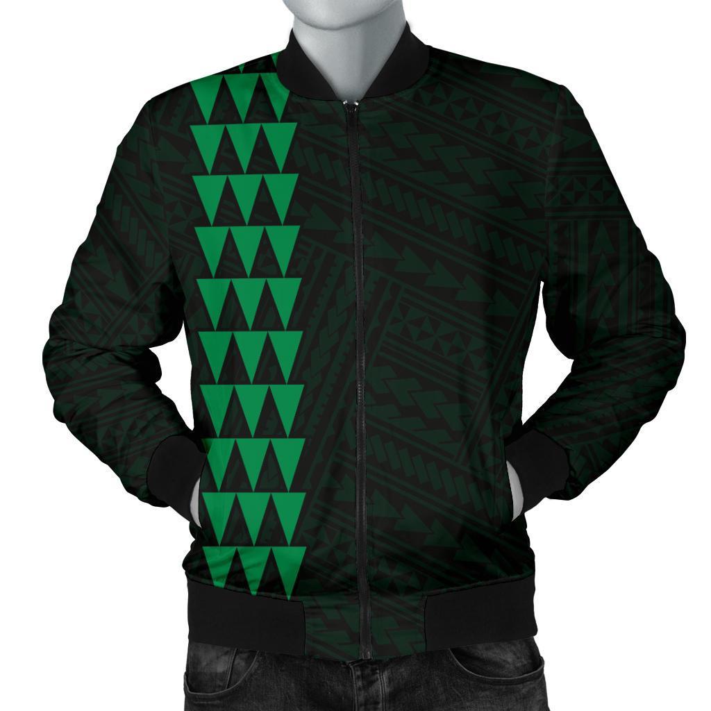 Hawaii Kakau Polynesian Coat Of Arms Men's Bomber Jacket - Green Green - Polynesian Pride