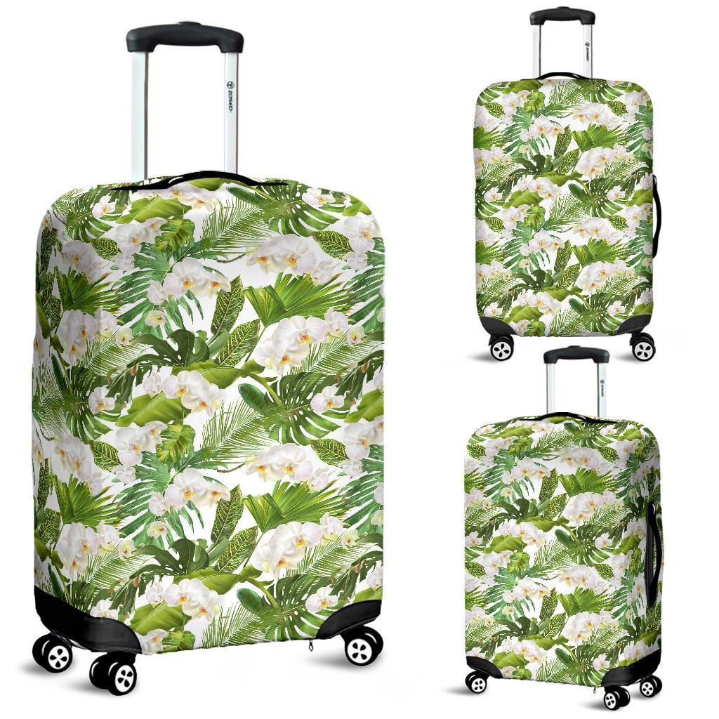 Tropical Plumeria White Luggage Cover White - Polynesian Pride